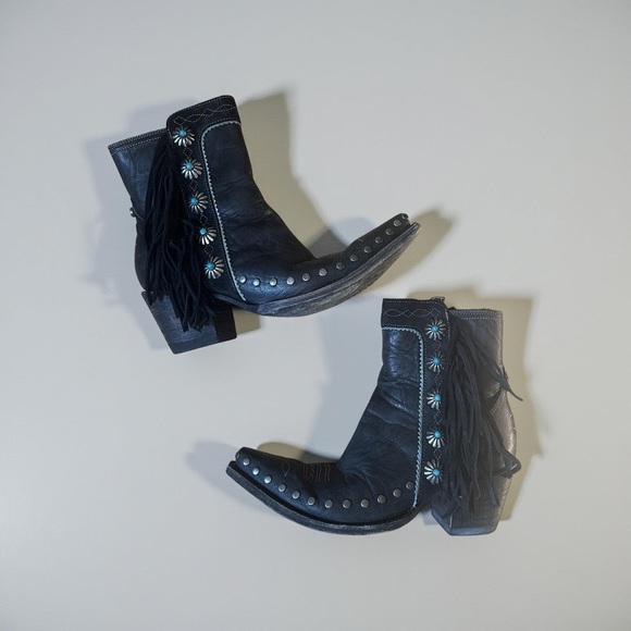 Double D by Old Gringo Apache Kid Black Ankle Leather Boots - Picture 3 of 8